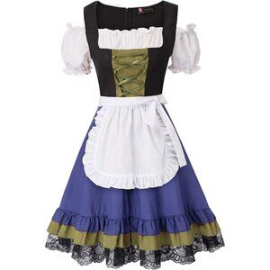 KANCY KOLE Oktoberfest Dress Costume German Dirndl Dress 2 Pieces Blue 2XL